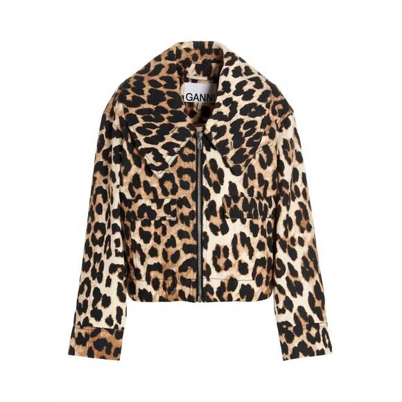 GANNI Jackets & Blazers - NEW GANNI women's leopard cotton tweed jacket in brown